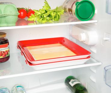 Preview: Boîte de conservation XL pour charcuterie et fromage - Couvercle ultra-souple conservation sous vide - Empilable - Plateau de service intégré - 38x3x26cm