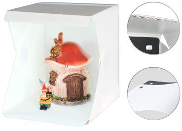 Preview: Studio photo professionnel 22 x 23 cm à éclairage LED 20 W - 1 bande LED