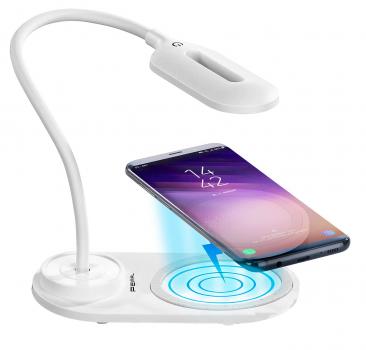 Preview: LED-Schwanenhals-Leuchte, Qi-kompatibel 10W, USB, 3 Lichtfarben, 300lm