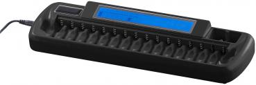 Preview: Caricatore per 16 batterie ricaricabili AA(A) e 2 blocchi da 9 volt, display LCD