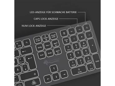 Preview: Clavier sans fil avec éclairage à 7 couleurs, design fin, 10 m, 2,4 GHz