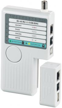 Preview: Testeur de câbles 4 en 1 pour RJ-45, RJ-11, USB A+B, BNC