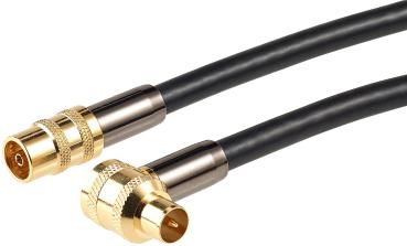 Preview: Premium HDTV antenna cable, coaxial connector, 90° angle, 1 m, 105 dB