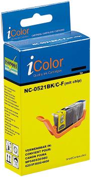 Preview: iColor Tintenpatrone - Ersatz für Canon CLI-521BK, Photo-Schwarz, 8ml, 240 Seiten - Kompatibel mit Pixma IP/MP/MX Serien - Mit Chip