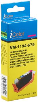 Preview: iColor Tintenpatrone ersetzt Canon CLI-571M XL magenta - brillante Farben, scharfe Ausdrucke, hohe Seitenleistung (11ml/715 A4-Seiten)