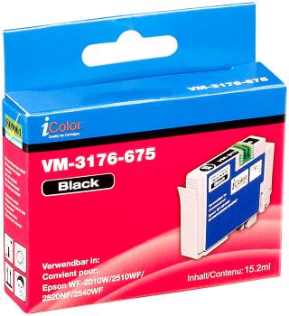 Preview: iColor Tintenpatrone ersetzt Epson T1631/16XL (Schwarz) - Hochwertige Ausdrucke & günstige Seitenkosten - Kompatibel für WorkForce WF-2010W