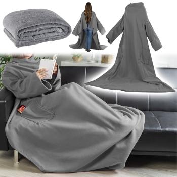 Preview: Fleece blanket with sleeves, microfiber, anthracite, 150 x 200 cm Preview: Fleece blanket with sleeves, microfiber, anthracite, 150 x 200 cm