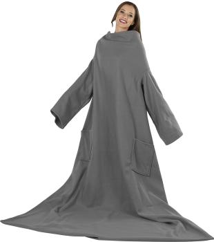 Preview: Fleece blanket with sleeves, microfiber, anthracite, 150 x 200 cm Preview: Fleece blanket with sleeves, microfiber, anthracite, 150 x 200 cm