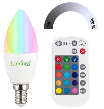Preview: LED candle E14, RGBW, 4.8 watts (replaces 40 watts), 470 lumens, dimmable Preview: LED candle E14, RGBW, 4.8 watts (replaces 40 watts), 470 lumens, dimmable