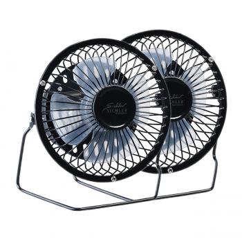 2er-Set Mini-Akku-Tischventilator, Vollmetall, 360° neigbar, je Ø 10 cm
