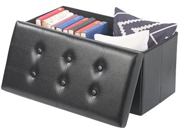 Preview: confezione da 4 panche e cassapanche pieghevoli 2in1, 80 l, fino a 300 kg, nero