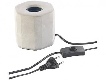 Preview: Beton-Tischleuchten 2er-Set - Moderne Deko-Leuchten für Tisch & Sideboard - E27 Fassung bis 40W - Schlichtes Grau - Möbelschutz