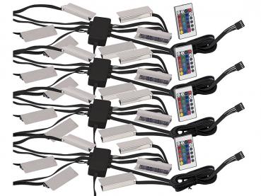 Preview: 4er-Set LED-Glasbodenbeleuchtung mit Fernbedienung: 6 Klammern mit 18 RGB-LEDs Preview: 4er-Set LED-Glasbodenbeleuchtung mit Fernbedienung: 6 Klammern mit 18 RGB-LEDs