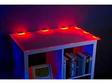 Preview: 2er-Set LED-Glasbodenbeleuchtung mit Fernbedienung: 6 Klammern mit 18 RGB-LEDs Preview: 2er-Set LED-Glasbodenbeleuchtung mit Fernbedienung: 6 Klammern mit 18 RGB-LEDs