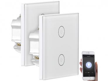 Preview: 2er-Set Touch-Doppel-Lichttaster - Kompatibel mit Alexa & Google Assistant - WLAN-fähig für 2.4 GHz - Licht per Berührung, App & Sprachbefehl
