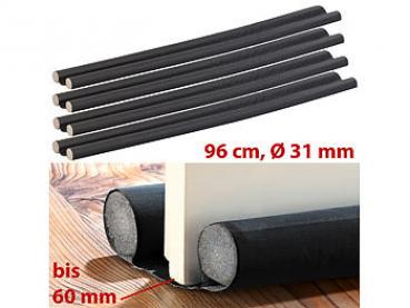 Preview: Jeu de 4 coupe-courants d‘air pour portes - Isolation double thermique & économie d‘énergie - Compatible bois, carrelage, moquette, PVC - Noir 96x6.2x3.1cm Preview: Jeu de 4 coupe-courants d‘air pour portes - Isolation double thermique & économie d‘énergie - Compatible bois, carrelage, moquette, PVC - Noir 96x6.2x3.1cm