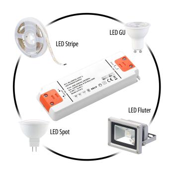 Preview: Transformateur LED, 230 V sur 12 V, charge totale jusqu'à 50 watts, 160 x 57 x 18 mm