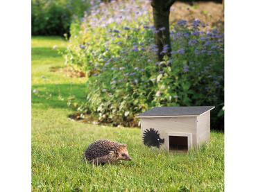 Preview: Set of 2 hedgehog houses made of untreated solid wood – weatherproof & suitable all year round – kit