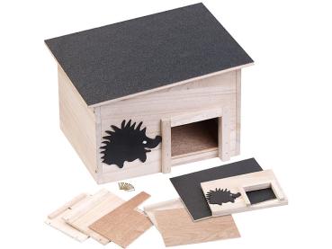 Preview: Set of 2 hedgehog houses made of untreated solid wood – weatherproof & suitable all year round – kit