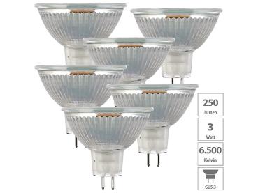 Preview: 18er-Set LED-Spot, Glasgehäuse GU5.3, 3 Watt, 250 Lumen Preview: 18er-Set LED-Spot, Glasgehäuse GU5.3, 3 Watt, 250 Lumen