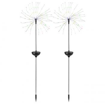 Preview: set di 2 decorazioni luminose solari da giardino con effetto fuoco d‘artificio, 120 LED colorati, IP44