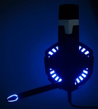 Preview: Micro-casque Gaming GHS-250.LED USB Lumineux - Microphone Rétractable & Éclairage Bleu - Casque Audio Ø 50 mm - Confortable - PC Windows