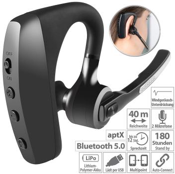 Preview: Headset, Bluetooth 5, aptX, 2HD-Mikrofone, Windgeräusch-Unterdrückung