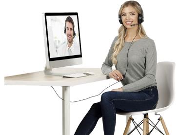 Preview: USB-On-Ear-Stereo-Headset GHS-120 - für PC, Gaming & Meetings - Kabel-Fernbedienung, ausklappbares Mikrofon, Ø 40mm Treiber - Plug & Play