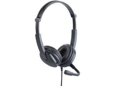 Preview: USB-On-Ear-Stereo-Headset GHS-120 - für PC, Gaming & Meetings - Kabel-Fernbedienung, ausklappbares Mikrofon, Ø 40mm Treiber - Plug & Play