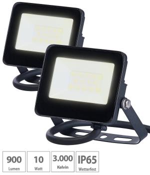 Preview: Weatherproof Mini LED Floodlight,10W, 900lm, IP65, 3000K, Set of 2