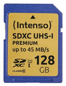 Preview: Intenso Premium SDXC-Speicherkarte 128 GB - UHS-I Class 10/U1 für Full-HD-Videos & Serienaufnahmen - 45MB/s Lesen - Kompatibel mit SDXC-Geräten
