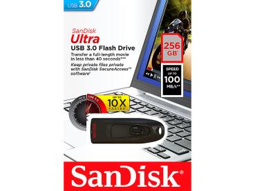 Preview: SanDisk Ultra USB-3.0-Flash-Laufwerk 256 GB - Schnelle Datenübertragung bis 100 MB/s - SecureAccess Software, 128-Bit-Verschlüsselung, USB 3.0