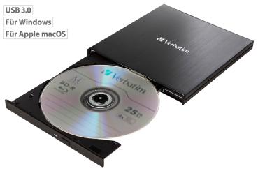 Preview: Externer Slim-Blu-ray-Brenner, USB 3.0, Nero Burn & Archive, schwarz