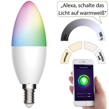 Preview: Ampoule LED connectée LAV-155.rgbw E14 - RVB CCT 16M couleurs - App/Voix Alexa/Google - Smart Home 5,5W 470lm - Éco >85%