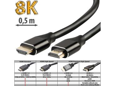 Preview: High-Speed-HDMI-2.1-Kabel bis8K, 3D, HDR, HEC, eARC, 48 Gbit/s, 0,5 m