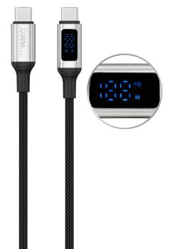 Preview: 100-W-PD-USB-C-Daten- & Ladekabel mit digitaler Anzeige, 20 V, 5 A, 1,2 m