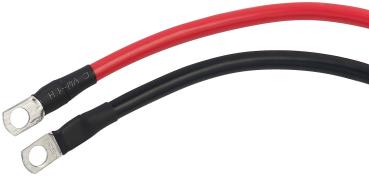 Preview: set di 4 cavi batteria con capicorda ad anello, ciascuno da 50 cm, 16 mm², rosso e nero