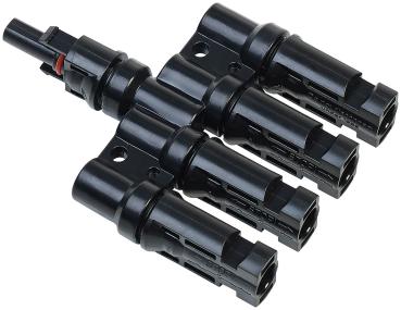 Preview: 2er-Set T-Stecker-Adapter Solarkabel - MC4-kompatibel - Parallelschaltung von bis zu 4 Solarmodulen - IP67 wasserdicht - 1.500V / 50A - 12-Volt-Systeme