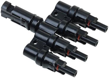 Preview: 2er-Set T-Stecker-Adapter Solarkabel - MC4-kompatibel - Parallelschaltung von bis zu 4 Solarmodulen - IP67 wasserdicht - 1.500V / 50A - 12-Volt-Systeme