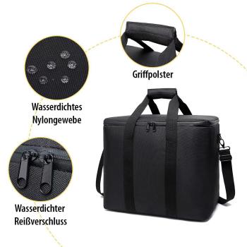 Preview: Gepolsterte Schutz- & Tragetasche für Powerstation - Sicherer Transport vor Stössen, Kratzern, Spritzwasser - Innenfach, 150 cm Schultergurt, max. 20 kg - 33.4x32.4x23.4 cm