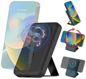 Preview: Powerbank magnetico 10.000 mAh, per Qi e MagSafe, 20 W, supporto