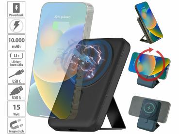 Preview: Powerbank magnetico 10.000 mAh, per Qi e MagSafe, 20 W, supporto