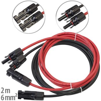 Preview: Solar-Verlängerungskabel - MC4-kompatibel, 2m, 2x 6mm² (10 AWG), IP68, UV- & Ozon-beständig - Für Photovoltaikanlagen, H1Z2Z2-K geprüft