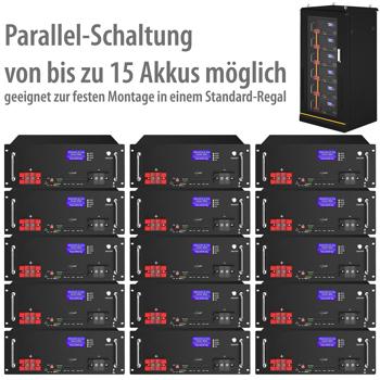 Preview: LiFePO4-Akku zur Rack-Montage, BMS, 48 V, 100 Ah, extra-zyklenfest