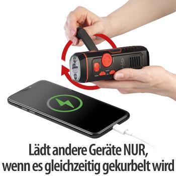 Preview: Radio FM dynamo et lampe de poche avec sirène 120 dB, fonction de recharge USB