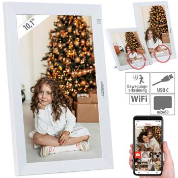 Preview: Cornice WLAN con display touch IPS da 25,7 cmm / 10,1“, app, bianco