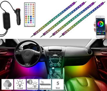 Preview: 4 bandes LED RVB connectées pour habitacle de voiture