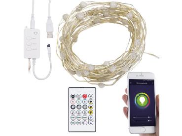 Preview: 2pcs RGB LED light wire with music control, wifi and app, USB, 5m