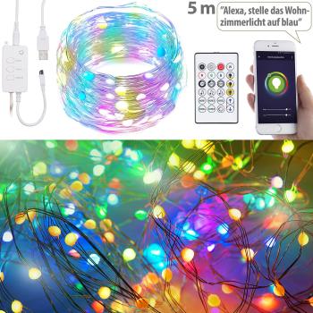 Preview: 2pcs RGB LED light wire with music control, wifi and app, USB, 5m