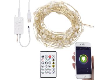 Preview: Fil lumineux LED RVB 10m - Commande musicale, WiFi, App ELESION - Compatible Siri, Alexa, Google Assistant - USB